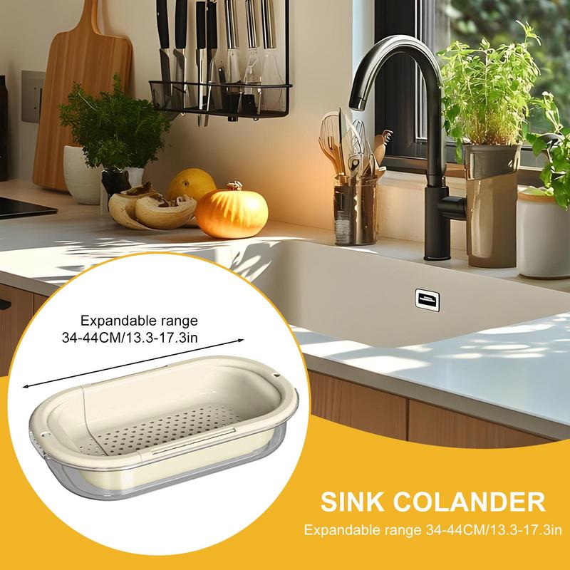 Over The Sink Colander Over The Sink Strainer Basket Fast Drain Fruit Cleaner Basket for Home Cooking Meal Prep Dishwashing