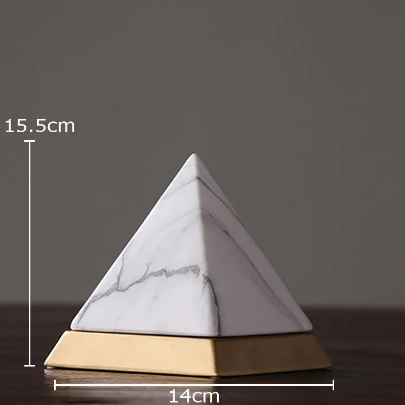 

Marble Texture Pyramid Ceramic Statue Desk Decoration Triangle Pyramid Sculpture Modern Crafts Ornaments Room Aesthetic Decor