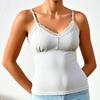 Lace-trimmed V-neck halter top Comfortable, sweet and sexy women's blouse