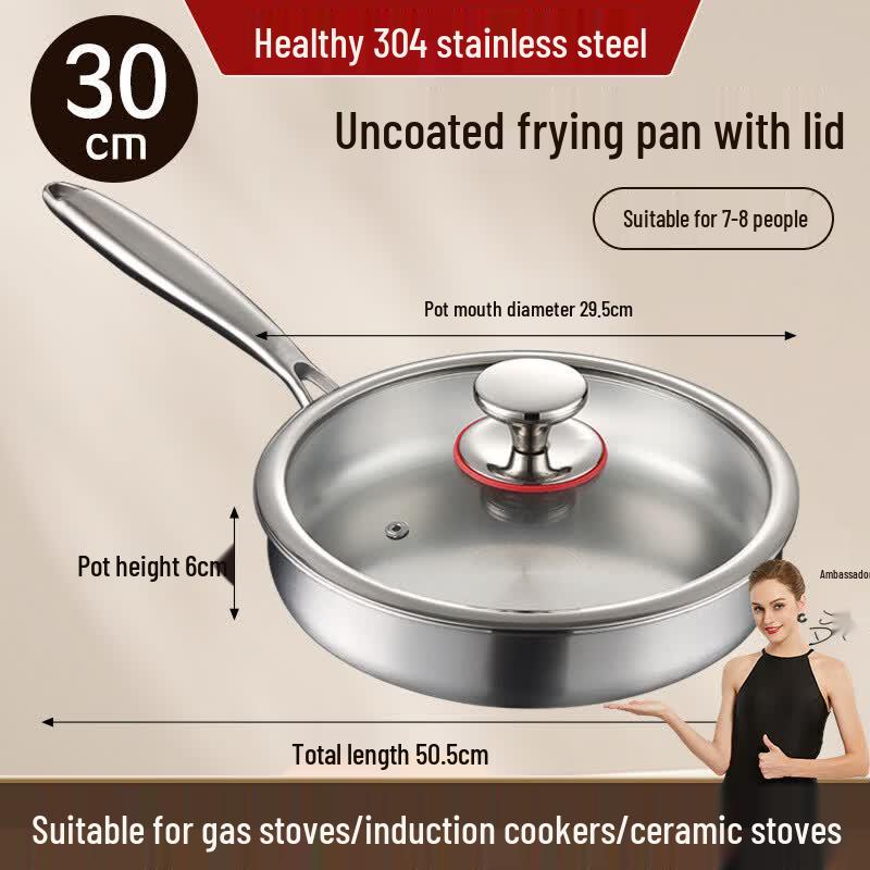 Wutuo 30cm 304 Stainless Steel Frying Pan