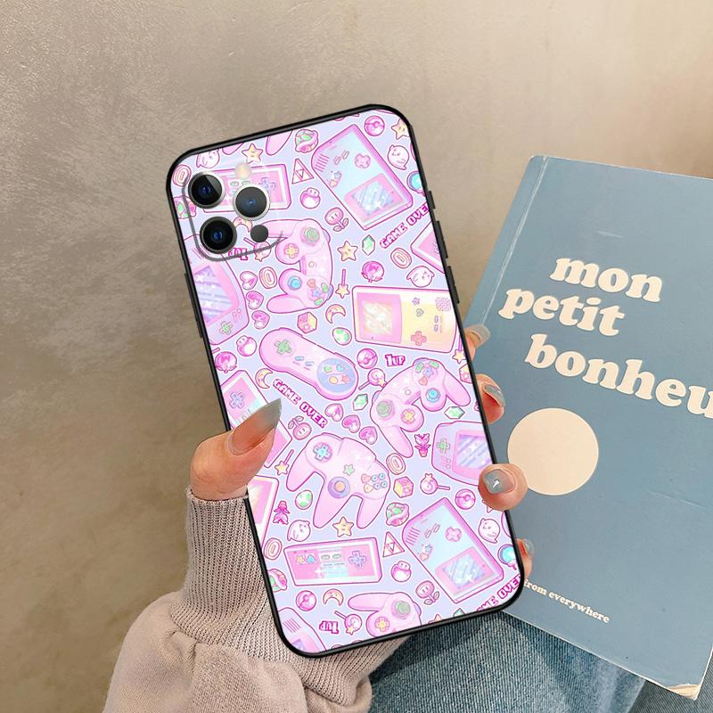 90s  Sweet Kawaii Game Controller Funda For iPhone 14 12 11 13 15 Pro Max Mini X XS XR SE 2020 2022 7 8 Plus Phone Case Cover