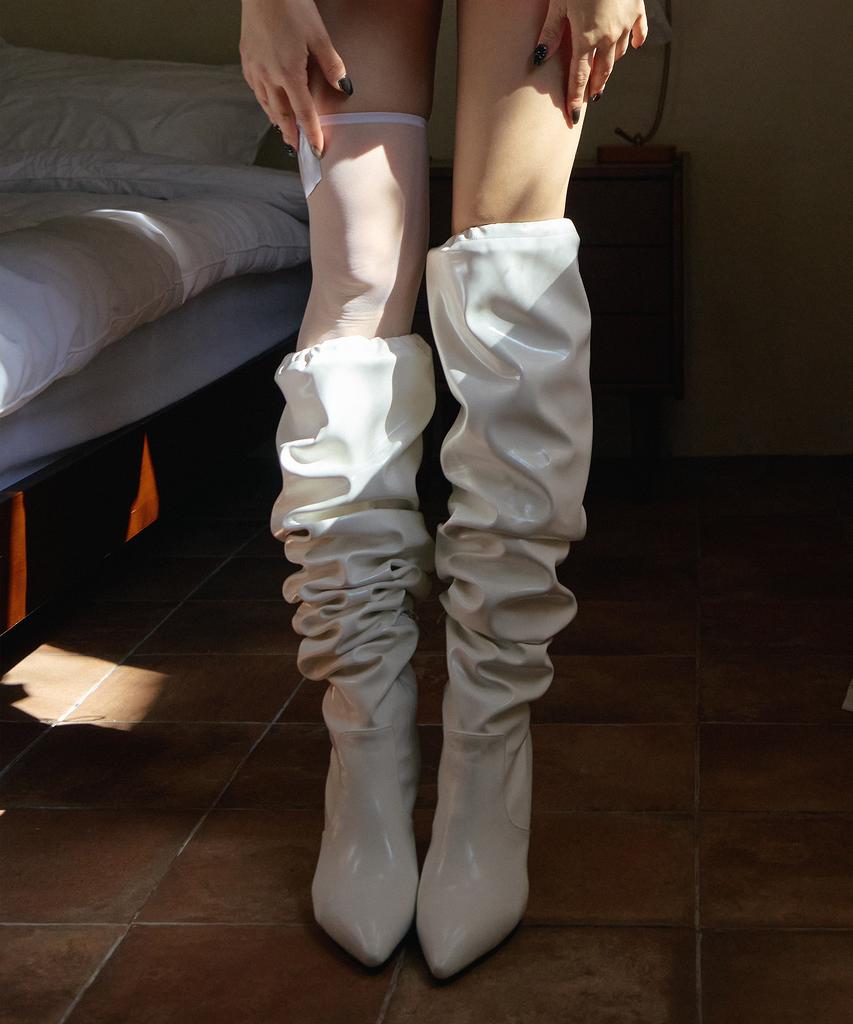 Ssimeez Slouch String Boots Heel (White)