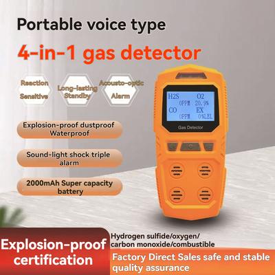 NEUER Hochpräziser 4-in-1 Gasdetektor - Brennbares & Giftiges Gefahrengasmessgerät O2 CO H2S Analysegerät Tragbar Handheld Wiederaufladbar