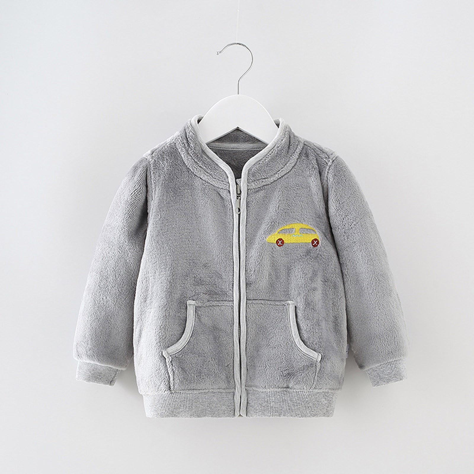 

Симпатичное однотонное толстое флисовое пальто на молнии для маленьких девочек и мальчиков, теплая верхняя одежда