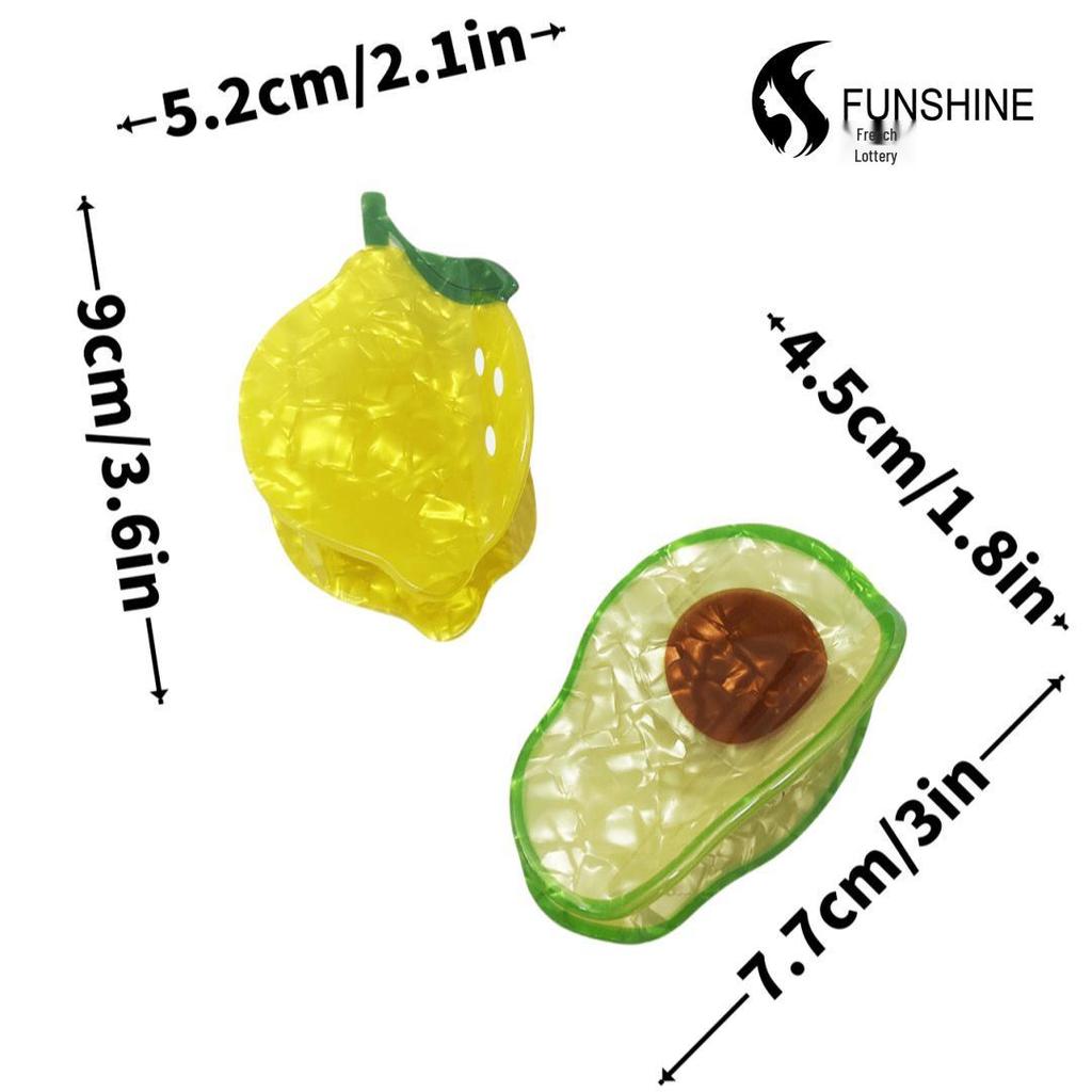 Trendy Fruit Series Hair Clips: Lemon, Avocado & Heart-Shaped Claws