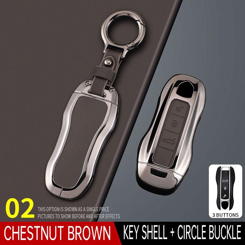 Porsche Key Case for Cayenne, Macan, Panamera, 911, 718 – Metal Leather Buckle