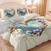 3Pcs Watercolor Floral Heart Bedding Duvet Cover Set Romantic Floral Bedding Quilt Set Bohemian Themed Bed Quilt Set Farmhouse