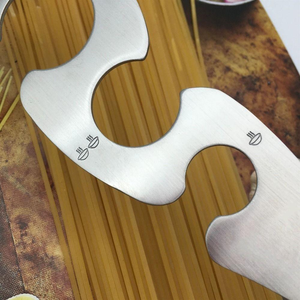 4 Holes Spaghetti Measurer Stainless Steel S Shaped Pasta Measuring Scale Portable Easy Clearing Spaghetti Measuring Tool