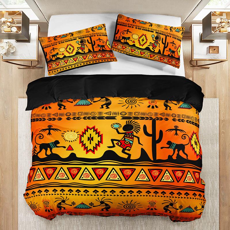 2/3Pcs South American Tribal Totem Duvet Cover Set, HD Printing All Season Bedding with Pillowcases, Home Dorm Decor