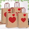 10Pcs High-Capacity Red Heart-Shaped Kraft Paper Gift Bags With Handles & Tags Festival Supplies Perfect For Valentine'S Day