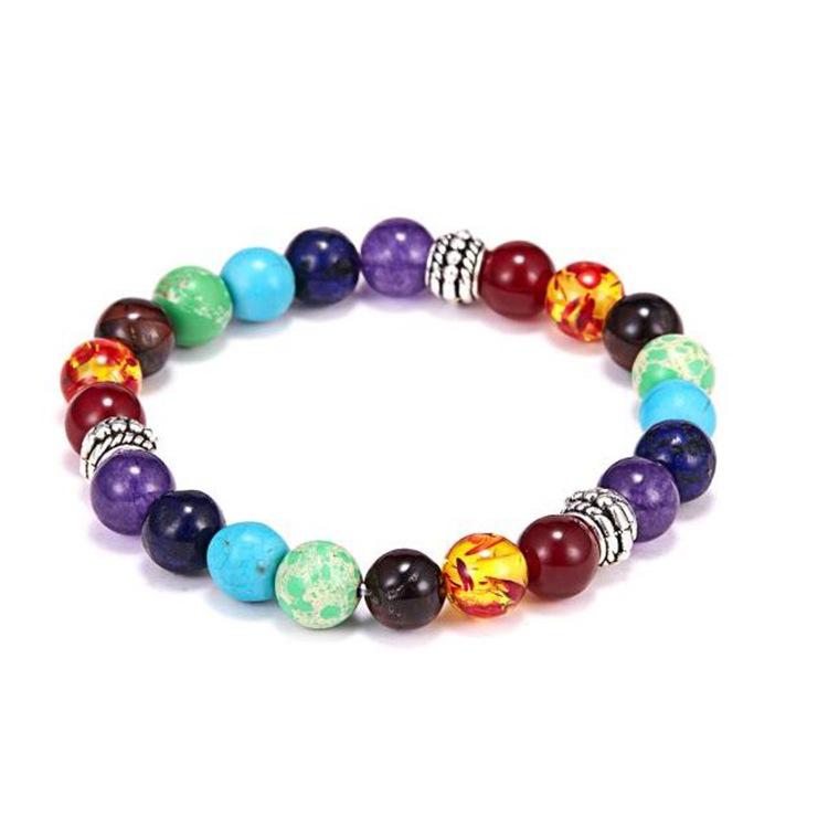 1pcs Bracelet For Men And Women Volcanic Stone Hand Beaded Colored Stone Stretch Hand Zircon