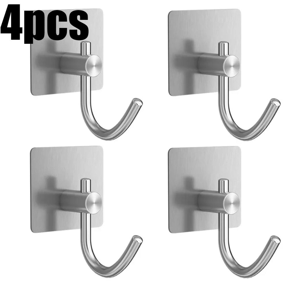 1/4Pcs Bathroom Robe Hooks Stainless Steel Towel Hanger Waterproof Hook Multi-Purpose Hanger Hook Door Bathroom Shower Kitchen