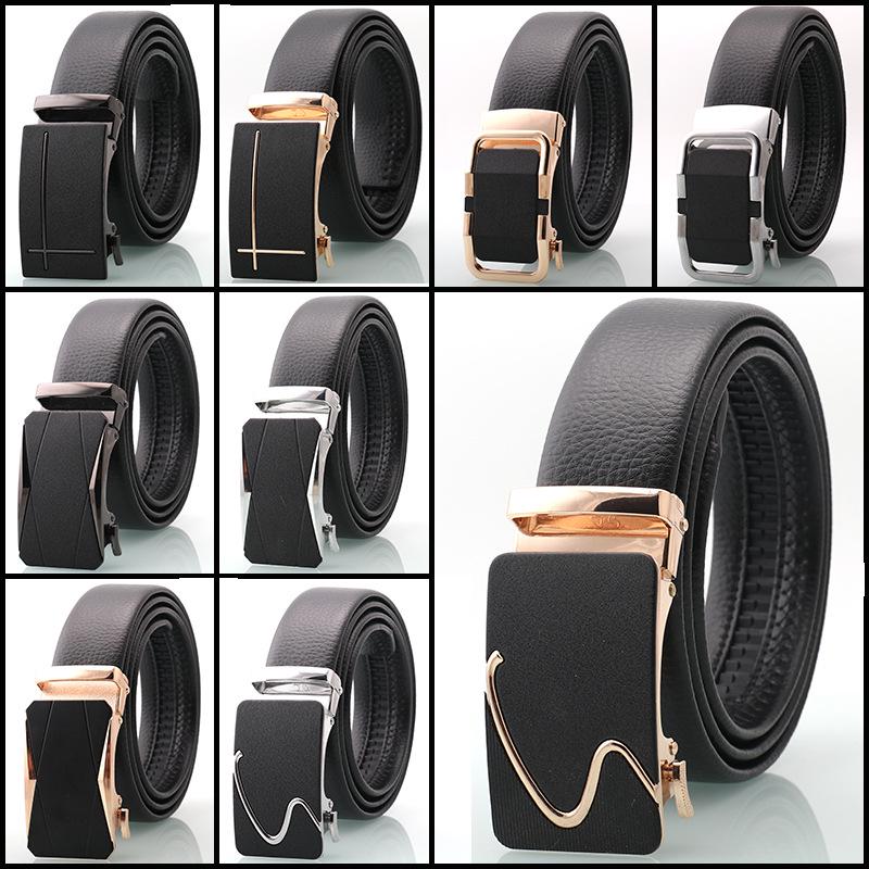 Hong Sheng Frosted Auto-Buckle Edge-Sealed Cowhide Belt Set - Classic Business Casual Men's Trend
