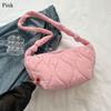 Fashion Solid Color Shoulder Bags Large Capacity Down Cotton Padded Quilted Tote Bag Shopping Bag Women Girls