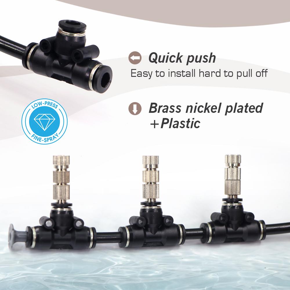 1box/50pcs 0.15-0.8mm Low-pressure Misting Nozzles Built-in Filter Fine Atomization Sprayer Quick Push Garden Irrigation Cooling