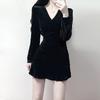 Small Dress Autumn and Winter High-end Birthday Dress Dress, Royal Sister Wears a Short Velvet Little Black Dress To Show Her Figure