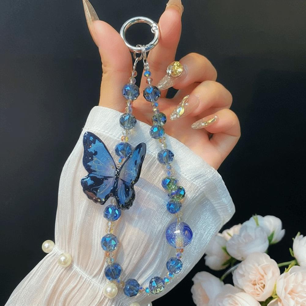 Butterfly Charm Phone Lanyard Charm Glitter Design Mobile Phone Case Chain  Party Accessory