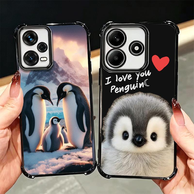 Penguins Love At The North Pole Soft Phone Case For Xiaomi Redmi Note 14 15 Pro Plus 13 12 11S 11T 5G 10 9S 9 Plating Anti-Fall