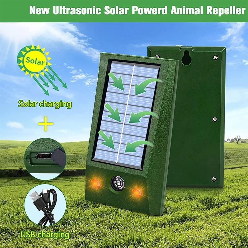 Mini Electronic Ultrasonic Bird Repeller IP66 Waterproof Pigeon Deterrent Strong LED Flashing Pest Controller for Garden Yard