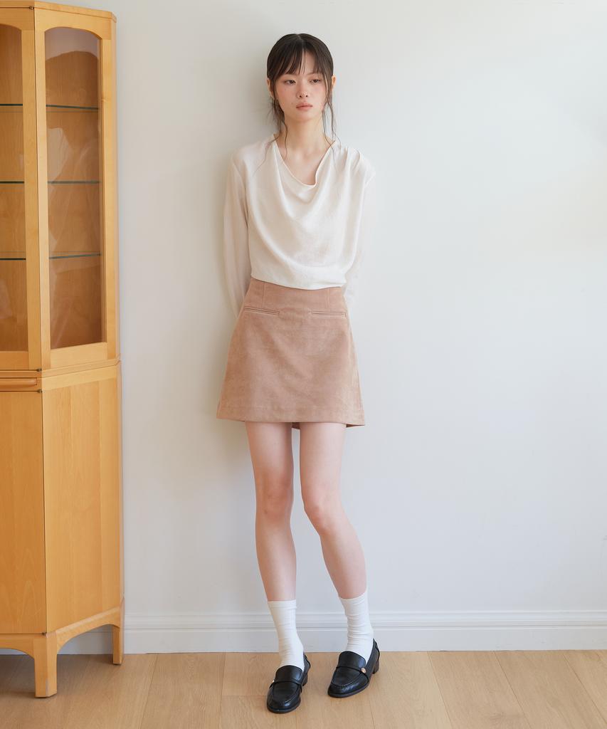 Yeoppe Suede Pocket Skirt_Beige