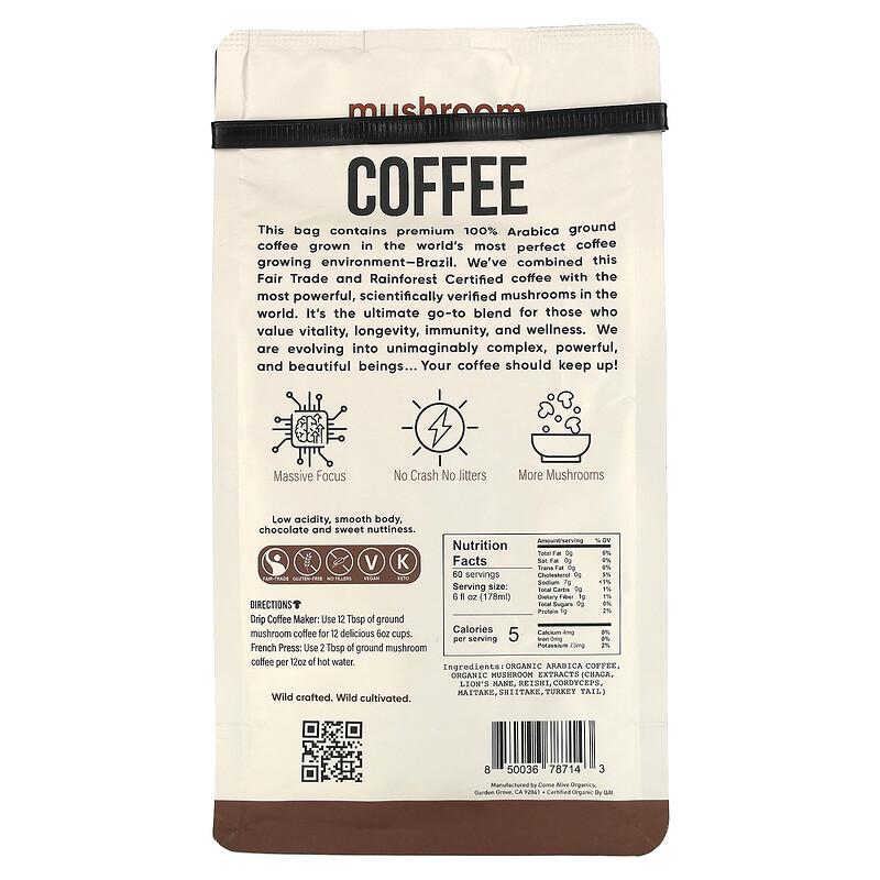 Ground Mushroom Coffee, Medium Roast, 12 Oz (340 G)