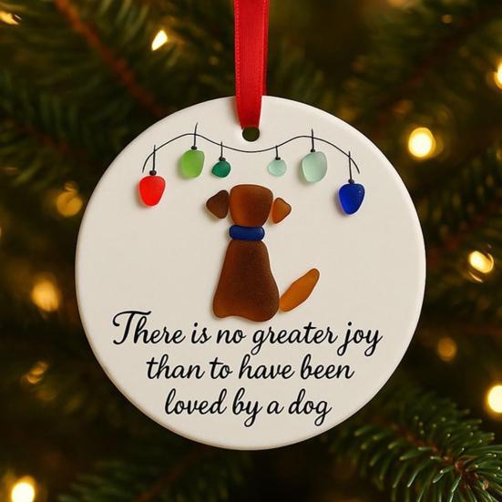 Sea Glass Art Animal Ornament Handmade Hanging Sea Glass Dog/Cat/Horse Ornament for Christmas Tree Coastal Home Decor Pet Memorial Gift for Pet Lovers