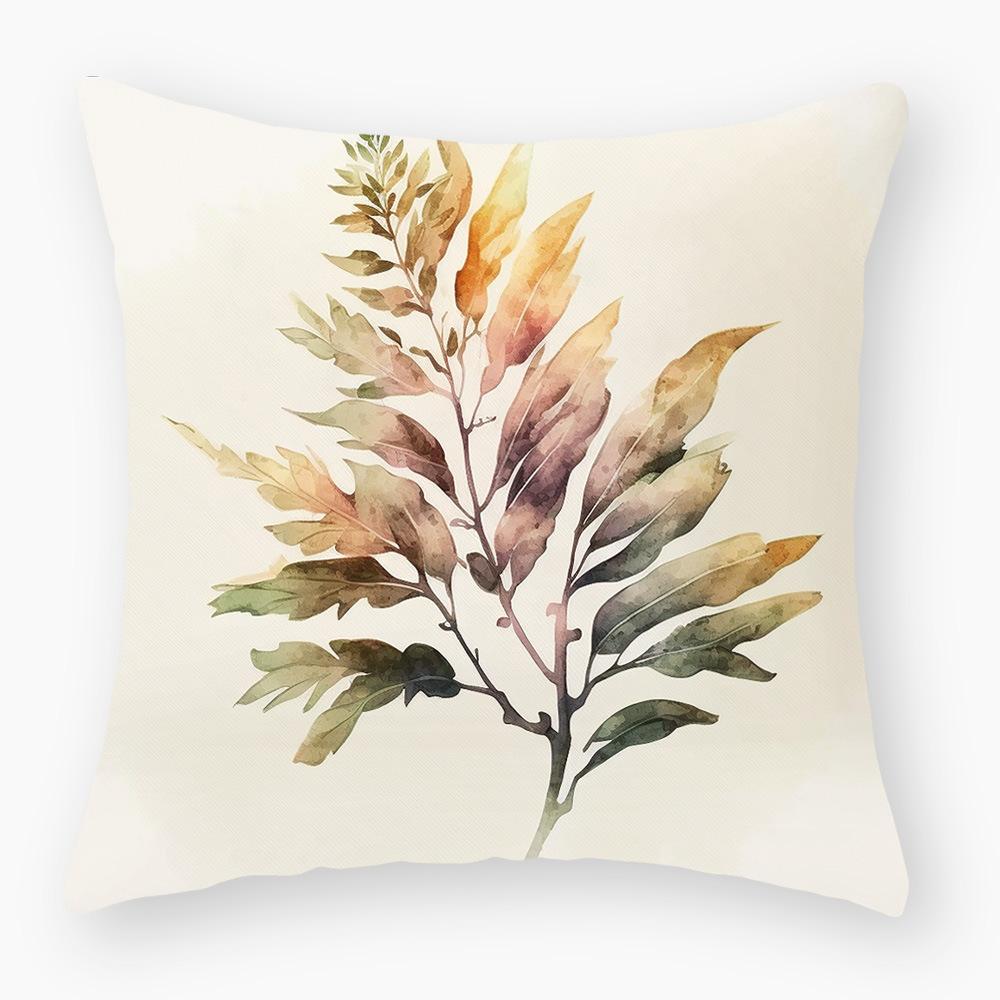 Pillowcase Classic Retro Green Plant Sofa Decoration Pillowcase Nordic Home Waist Cushion Pillowcase