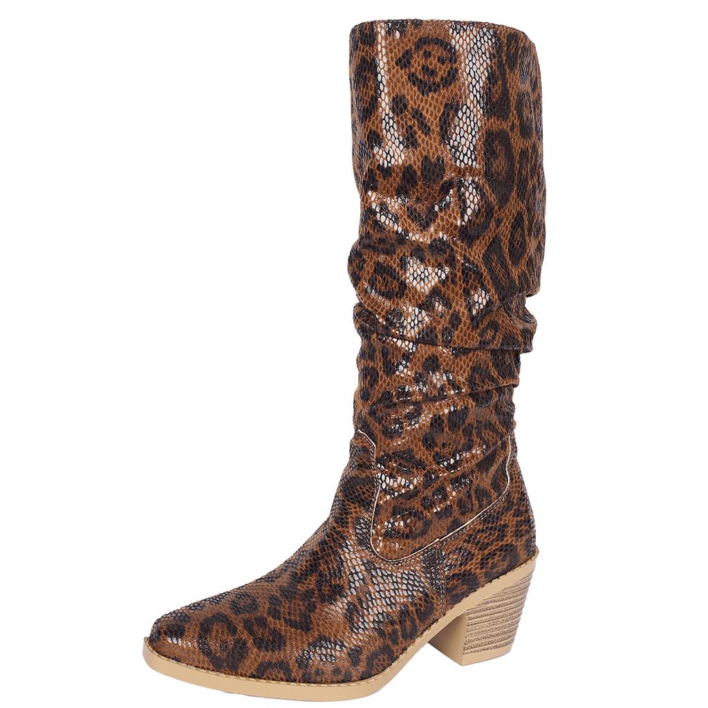 High Boots Autumn New Pointed Toe Sleeve Snake Sleeve Non-slip Wear-resistant Block Heel Single Shoes