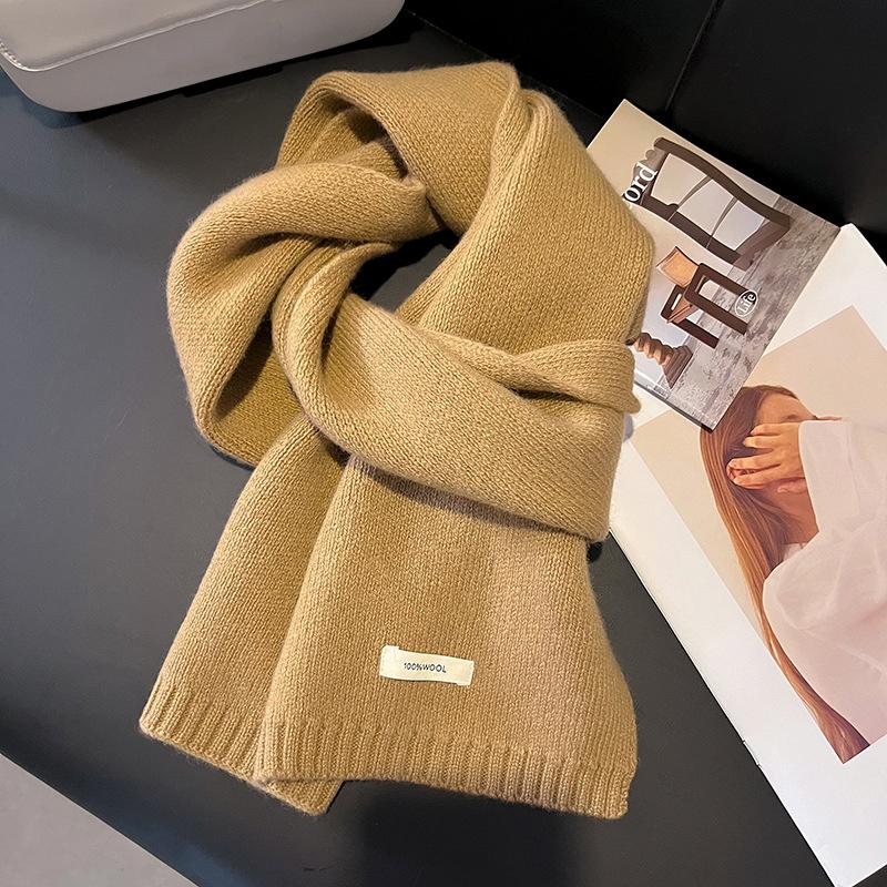 Winter Women Scarf Warm 100% Wool Knitted Shawls Casual Brand Neckerchief Cashmere Shawl Wrap Fashion Red Students Scarves