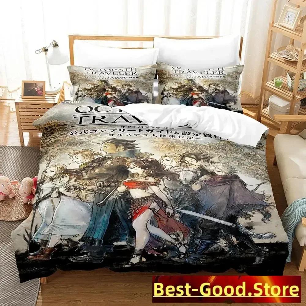 

Octopath Traveler Bedding Set Single Twin Full Queen King Size Bed Set Adult Kid Bedroom Duvetcover Sets Anime parure de lit Bed EU Single(135*200cm)3pcs