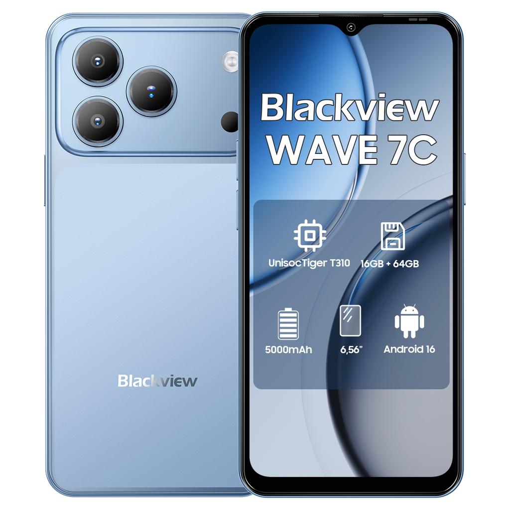 Blackview WAVE 7C 4G AI Smartphone 16GB+128GB 6.56" Android 16 5000mAh Mobiele Telefoon