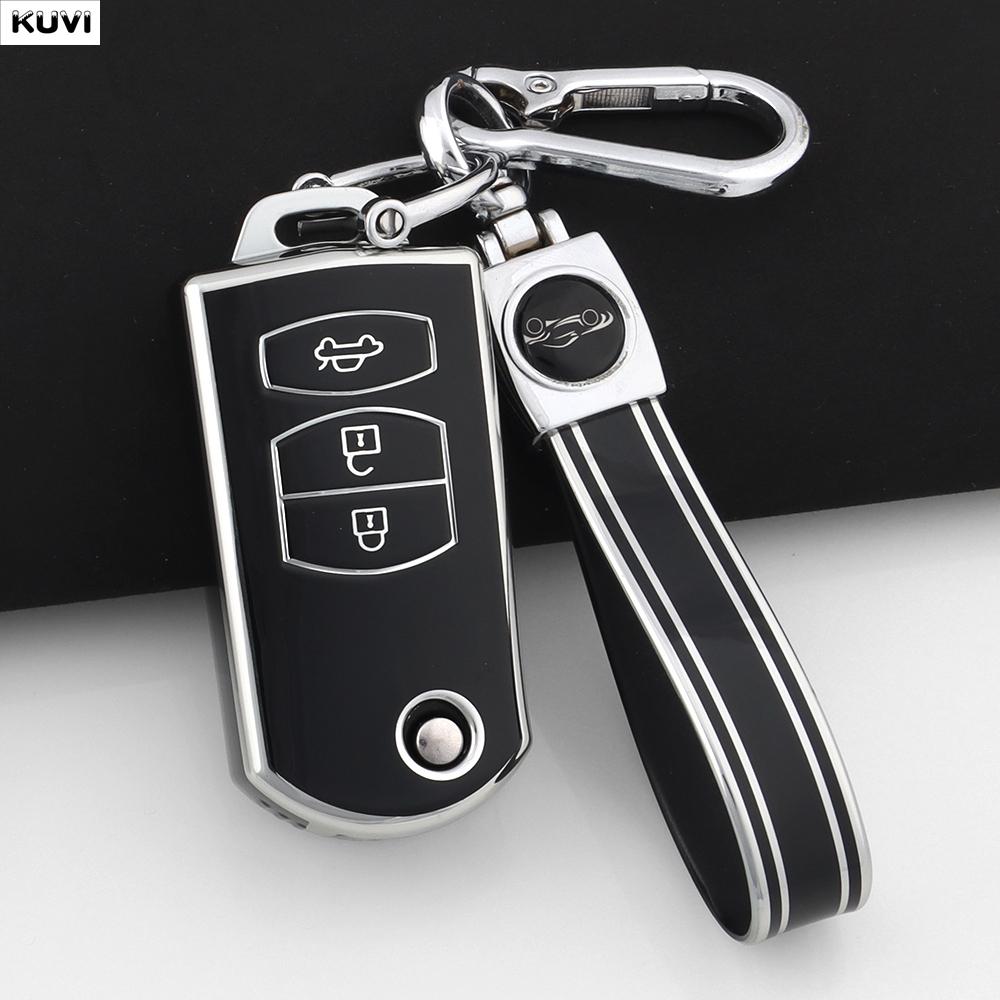 2 3 Knappar Tpu Bilnyckel Fällbar Nyckelring Fodral Skal Nyckelringsskydd För Mazda 2 3 5 6 Cx7 Cx9 Rx8 Mx5 Mpv Demio