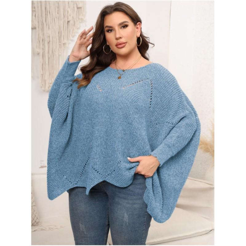 Damen Herbst und Winter Lockeres Cape-Oberteil Lazy Wind Ein-Wort-Kragen Pullover