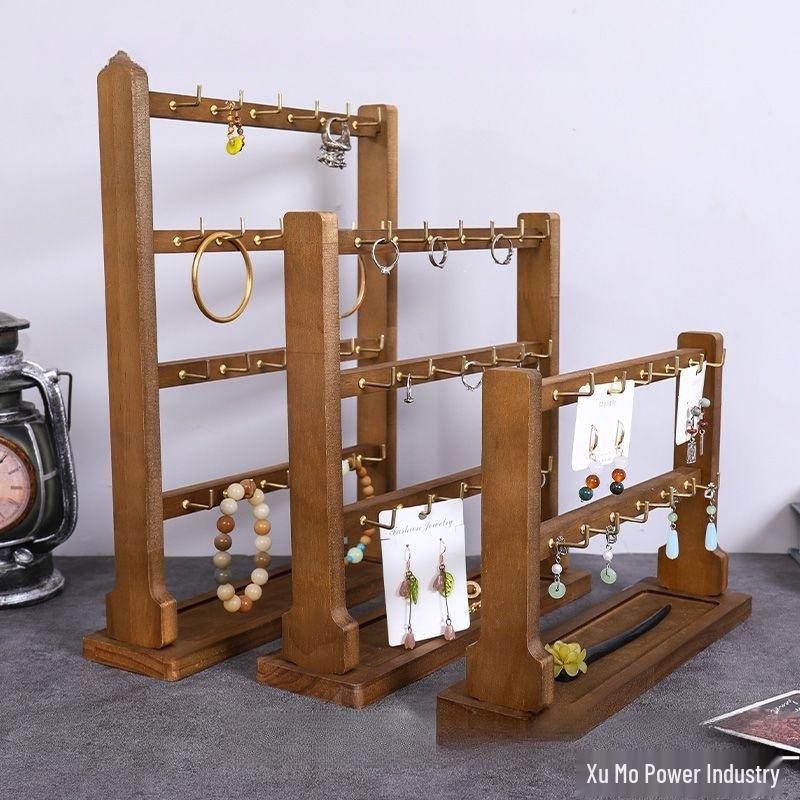 Wooden Jewelry Display Stand: Earring, Stud, Keychain, Bracelet, Bead String Holder