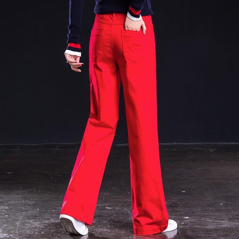 Spring Women's Straight-leg Jeans High-waisted Loose Stretch Jeans Wide-leg Jeans