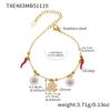 Stainless Steel Lucky Clover Daisy Pendant Necklace Bracelet Set Women Gold Mixed Color Fashion Jewelry
