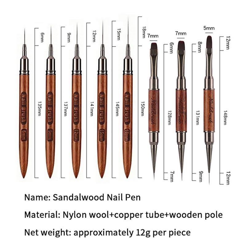 1Pcs/Set Wood Handle Art Liner Diy Painting Brush Drawing Lines Stripe Flower Painting Pen Nail Liner Brush Set With 5Size