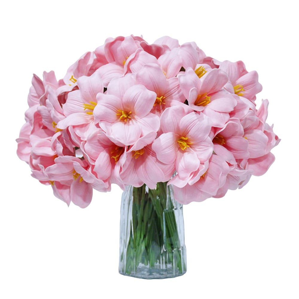 

5pcs Large Petal PU Simulation Flower Brownie Tulip Flowering Design Artificial Flowers Bouquet Soft Fake розовый