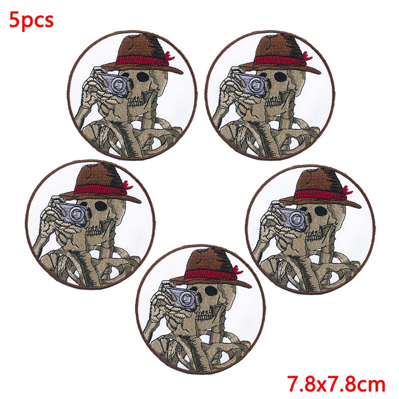 5Pcs/Lot Punk Animal Patch Iron On Embroidery Patches For Clothing Thermoadhesive Patches On Clothes Hip Hop Patch For Clothes