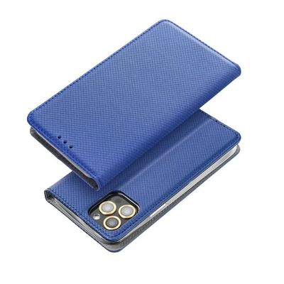 CLOSED FLAP CASE for IPHONE 13 SMART MAGNET HOLSTER NAVY BLUE + GLASS