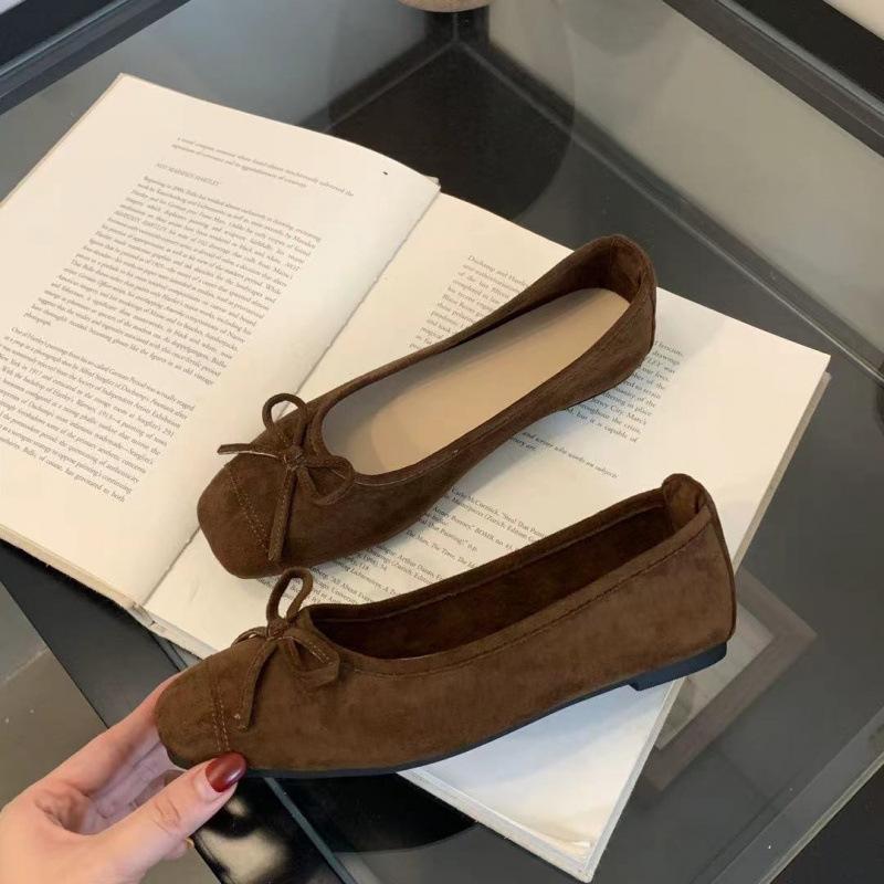 Evening bow flat bottom one pedal French single shoes soft sole grandma shoes gentle women's shoes autumn and summer light mouth shoes ladyshoes