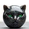 Black Cat Stone Marble Texture Cat Head Sculpture Hand-Carved Healing Stones Keepsake Gift for Cat Lovers Women Men