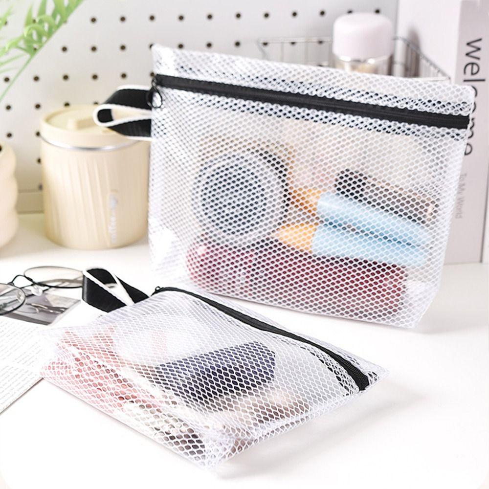Transparent Mesh Storage Bag Zipper Coin Purse Travel Organizer Lipstick Makeup Bag File Bag ID Credit Card