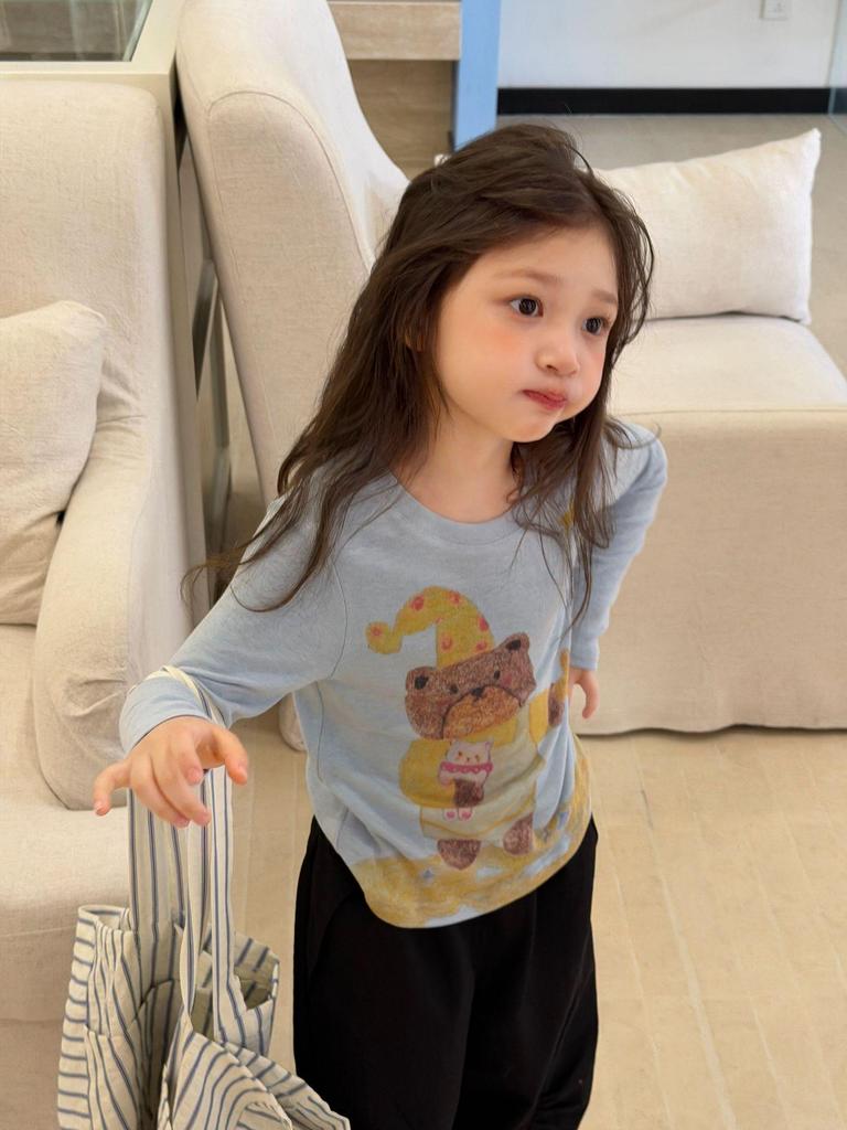 2026 Autumn Girls' Cute Multi-color Cartoon Long-Sleeve T-shirt: Comfortable, Fashionable, and Playful Animal Design
