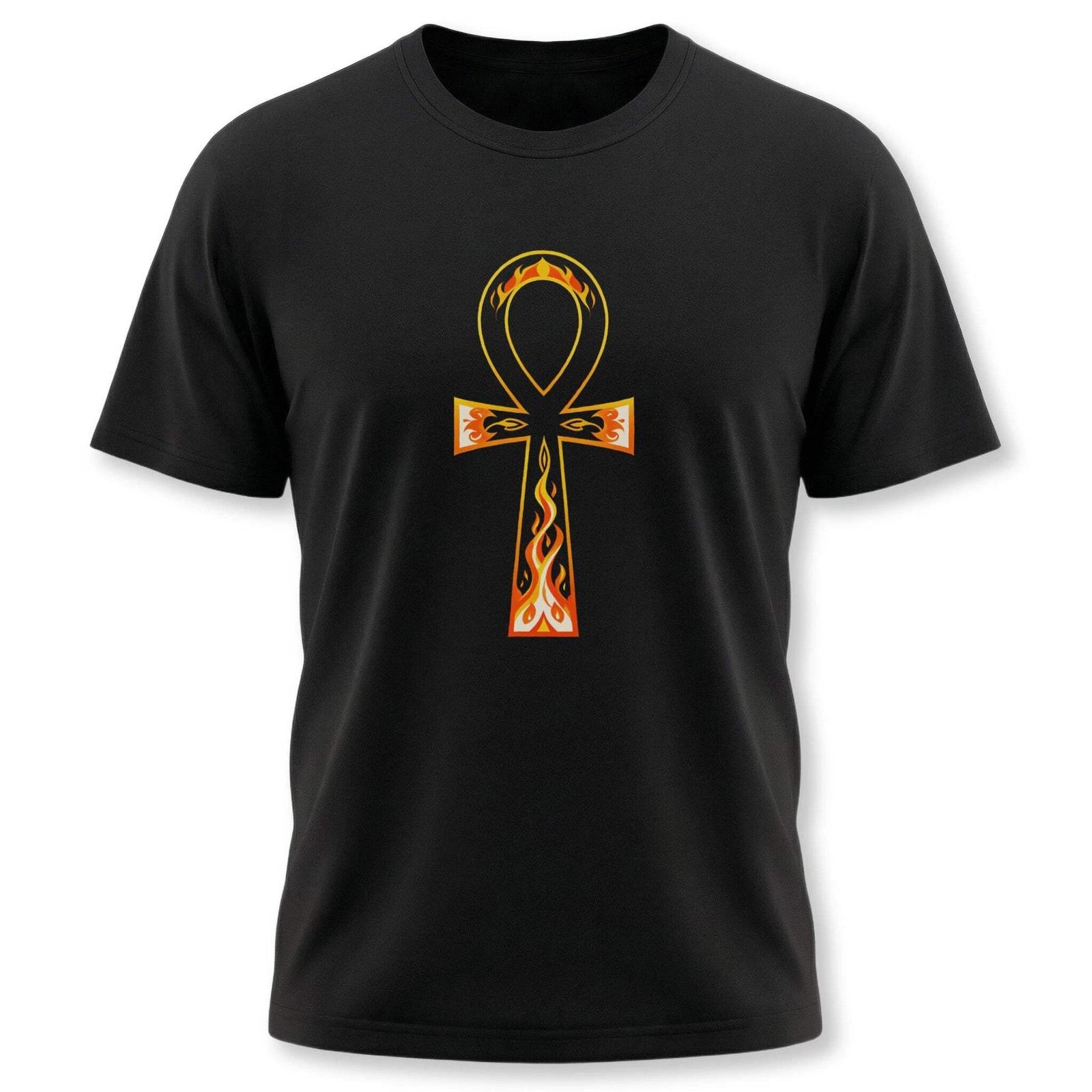 Flaming Ankh T-Shirt | Ancient Egyptian Symbol Graphic Print Tee Shirt XXXL