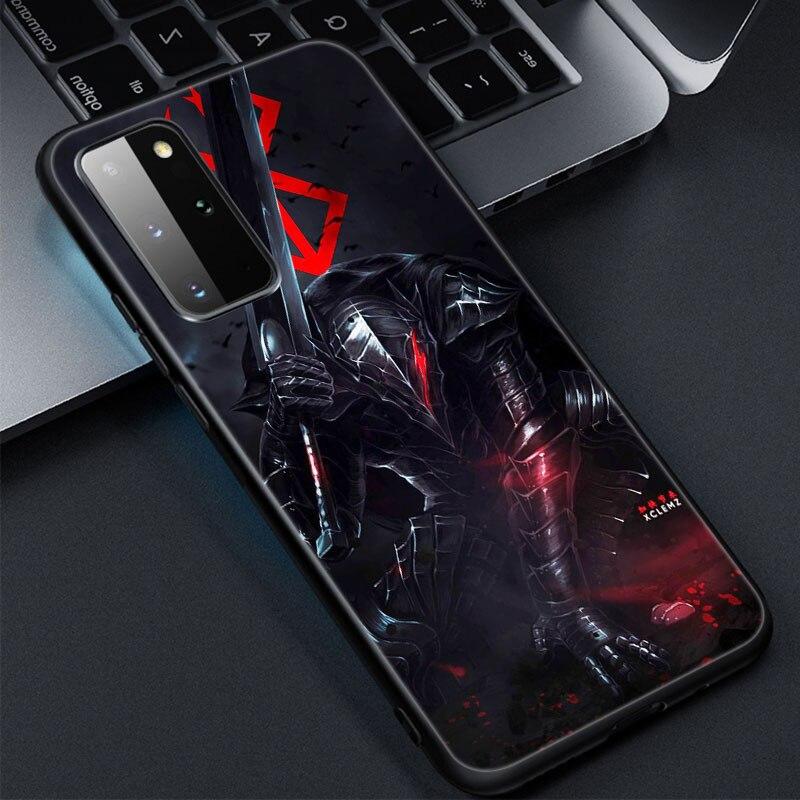 Anime Berserk Guts Phone Case For Samsung Galaxy S20 S21 FE S10 Lite Note 20 10 Lite S8 S9 S10E S10 Plus Ultra Black Soft Cover