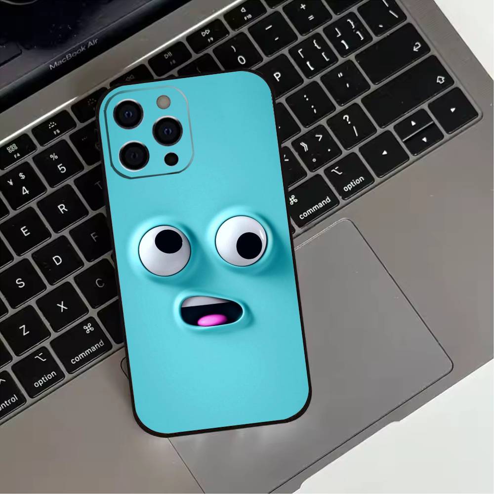 Funny Face  Phone Case For iPhone 17,16,15,14,13,12,11 Plus,Pro Max,XS,Soft Silicone Black Cover