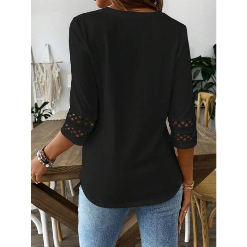 Women's Casual Summer/ Spring Short-sleeved Round-neck Blouse Shirt