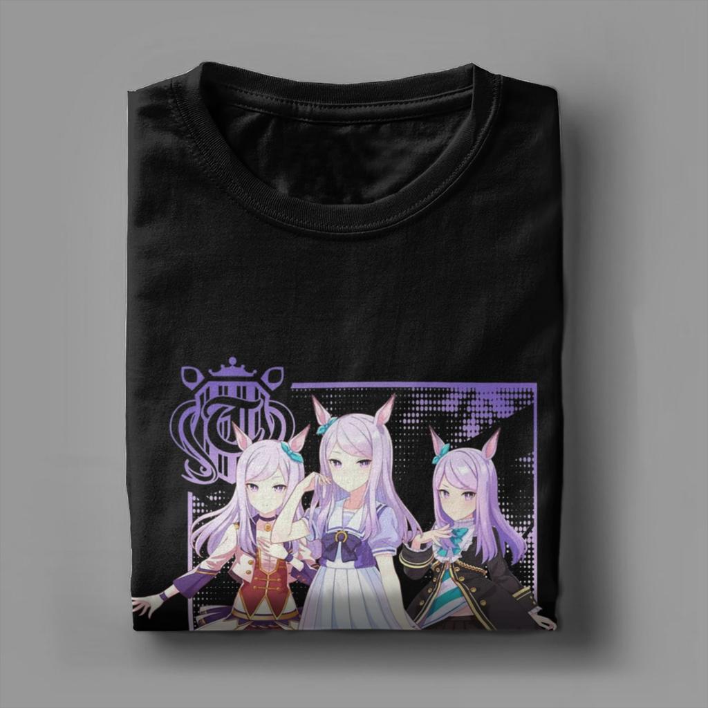 Mejiro McQueen Uma Musume Anime T-Shirts for Men  Vintage Pure Cotton Tees O Neck Short Sleeve T Shirts Graphic Tops