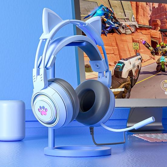 SY-G25 Wired Headphone Sensitive Noise Reduction Detachable Cat Ears 3.5mm USB Omnidirectional Gaming Headset for Laptop